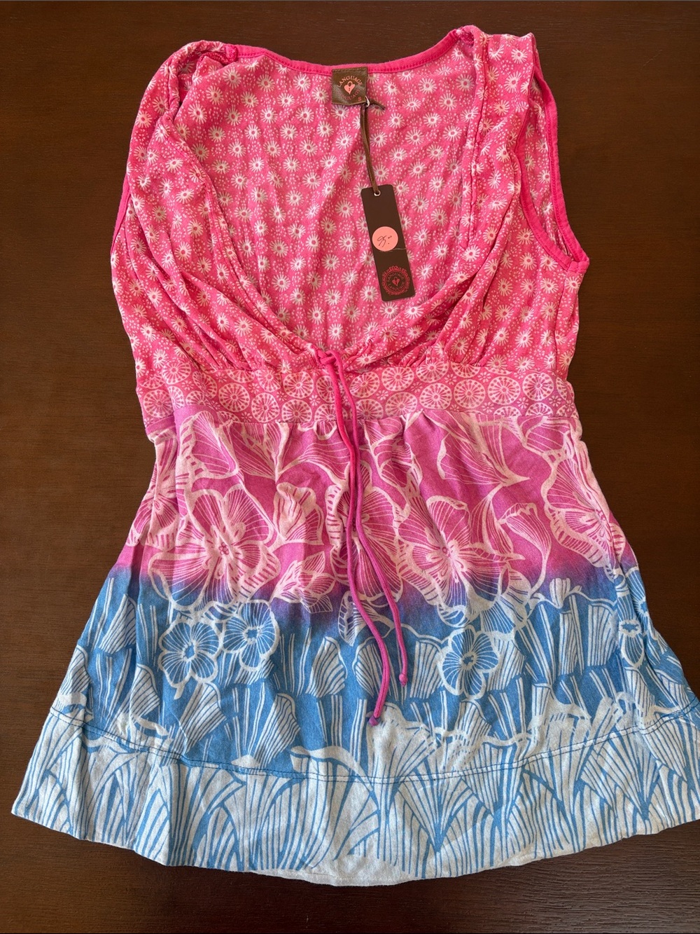 Language Pink Daisy Print Tank